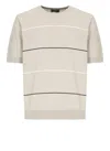 Peserico Short Sleeve Striped Tee In Beige