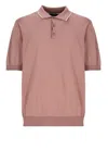 Peserico Men's Ribbed Cotton Polo Shirt With Contrast Trim In Pink