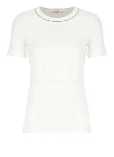 Peserico White T-shirt With Lurex Detail