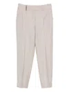 Peserico Tailored Beige Trousers With Cuffed Hems In Neutral