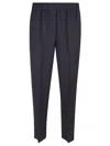 Peserico Tailored Black Trousers With Elastic Waistband In Blue