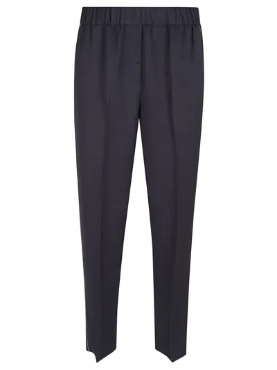 Peserico Tailored Black Trousers With Elastic Waistband In Blue