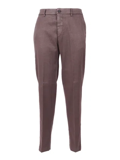 Peserico Tailored Brown Textured Straight-leg Pants In Gray