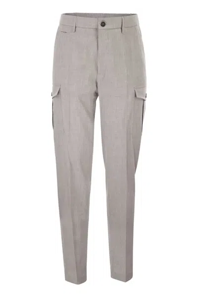 Peserico Tailored Cargo Trousers In Stretch Technical Fabric In Animal Print
