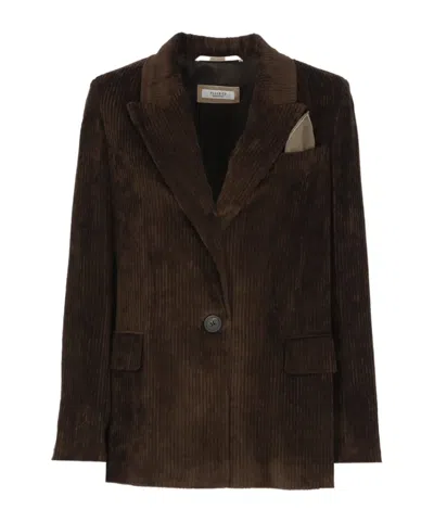 Peserico Tailored Corduroy Single-brested Blazer In Brown