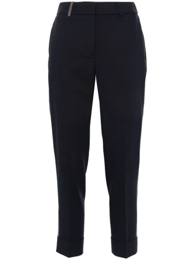 Peserico Tailored Cropped Pants With Rolled Cuffs In Black
