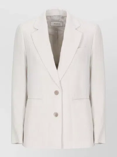 Peserico Tailored Jacket Metallic Detailing Peak Lapel In White