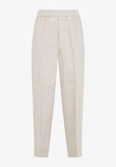 Peserico Tailored Linen Pants In Neutral