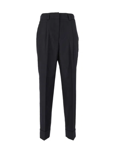 Peserico Tailored Pleated High-waisted Formal Pants In Black