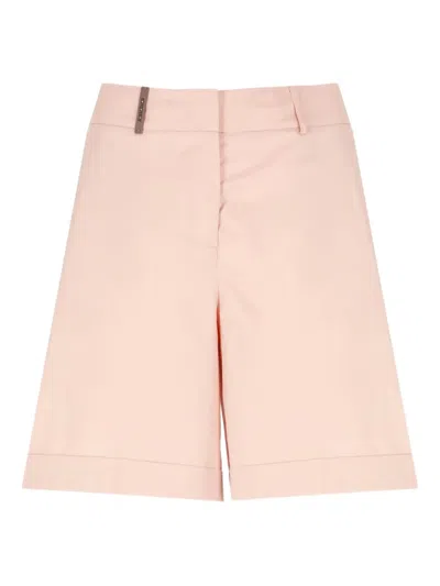 Peserico High Waist Pleated Front Cotton Shorts In Pink