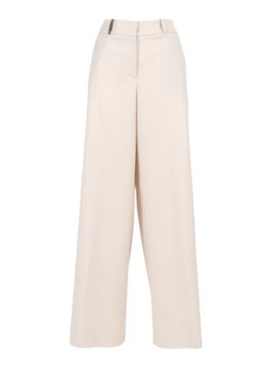 Peserico Tailored Straight Leg Trousers In Smooth Virgin Wool In Multi
