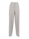 Peserico Tailored Straight-leg Trousers With Textured Finish In Gray