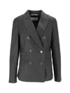 Peserico Tailored Structured Shoulders Double-breasted Blazer In Gray