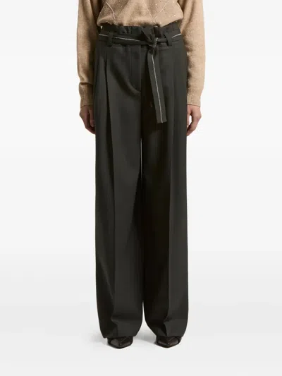 Peserico Wide Waistband Pleated Trousers In Black