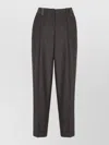 Peserico Tailored Trousers Leather Detail In Gray