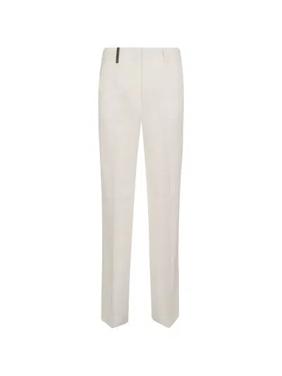 Peserico Tailored White Trousers With Flowing Silhouette And Elegant Drape
