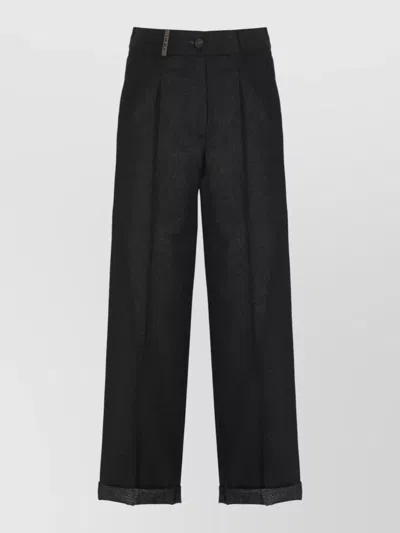 Peserico Tailored Trousers With Cuffed Hem And Pockets In Black