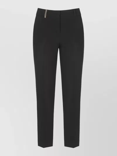 Peserico Tailored Trousers With Leather Belt Loops In Black