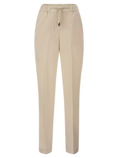 Peserico Drawstring-waist Tapered Trousers In Neutral