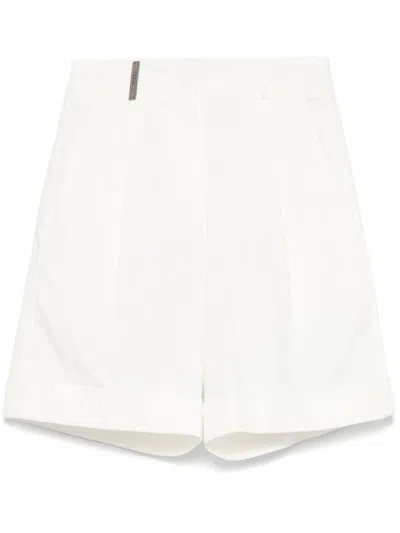 Peserico Tailored White Bermuda Shorts With Rolled Cuffs