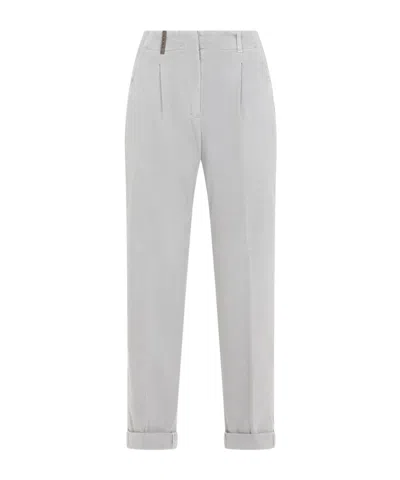 Peserico Tapered Gabardine Trousers In Gray