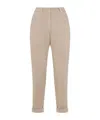Peserico Beige Stretch Cotton Pants With Turn-up Hems In Neutral