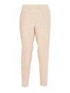 Peserico Tapered Linen Trousers With Subtle Check Pattern In Neutral