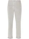 Peserico Linen Tapered-leg Trousers In Grey