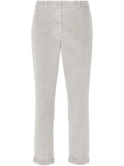 Peserico Linen Tapered-leg Trousers In Grey