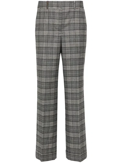 Peserico Tartan-check Trousers In Grey