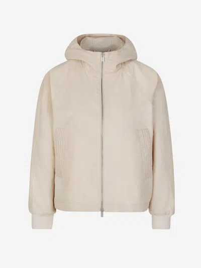 Peserico Bead-embellished Hooded Jacket In Beige