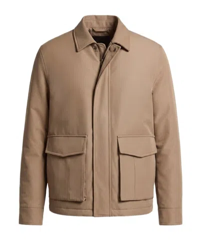 Peserico Technical Twill Jacket In Brown