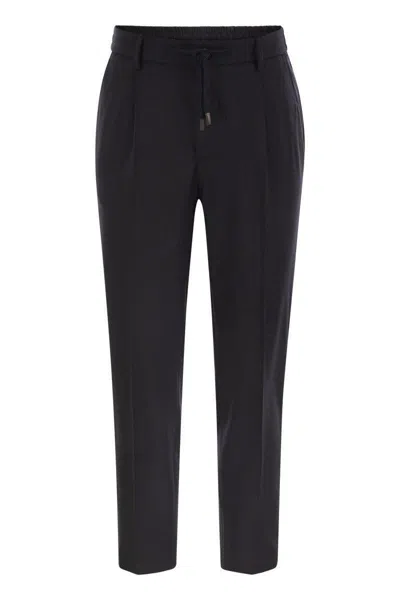 Peserico Technical Virgin Wool Gabardine Jogger In Night Blue