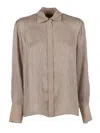 Peserico Textured Blouse With Contrasting Collar In Neutral