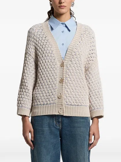 Peserico Textured Buttoned Cardigan In Neutral