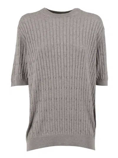 Peserico Textured Cable Knit Sweater In Gray