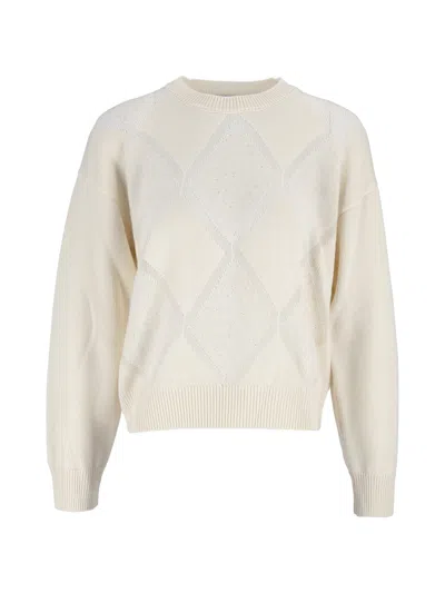 Peserico Textured Diamond Pattern Knitted Sweater In Multi
