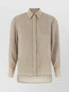 Peserico Textured Fabric Shirt Featuring Pointed Collar In Neutral