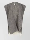 Peserico Grey Boucle Yarn Cape In Gray