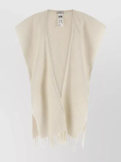 PESERICO TEXTURED FRINGE CAPE MADE FROM BOUCLÉ YARN