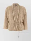 Peserico Sequin-embellished Belted Cardigan In Brown