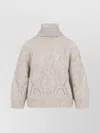 Peserico Turtleneck Diamond-pattern Knitwear In Neutral