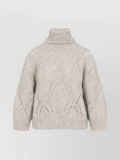 Peserico Turtleneck Diamond-pattern Knitwear In Neutral