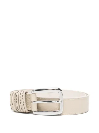 Peserico Textured-leather Belt In Neutral