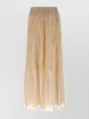 Peserico Textured Pleated Skirt Elastic Waistband In Neutral
