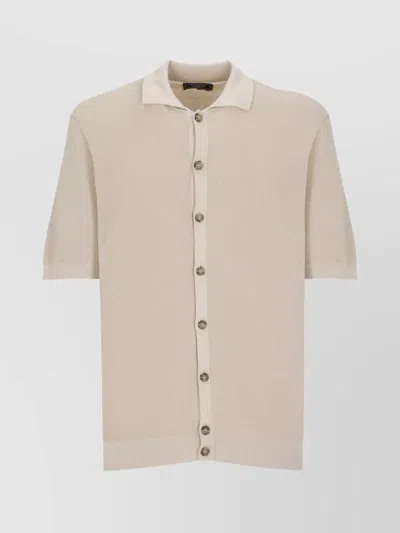 Peserico Textured Ribbed Short Sleeve Shirt In Gray