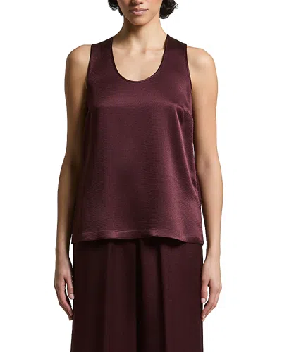 Peserico Textured Satin Scoop Neck Top In Burgundy
