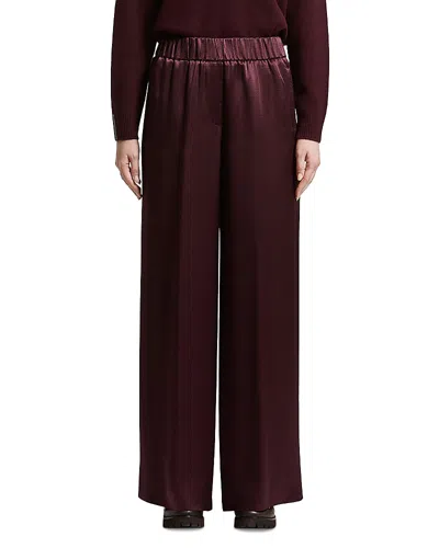 Peserico Textured Satin Wide Leg Pants In Burgundy