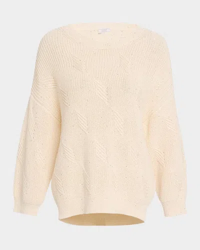 Peserico Textured Sequin Rib Knit Sweater In Quartz Sand