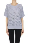 Peserico Textured Sequined Knit Pullover In Blue